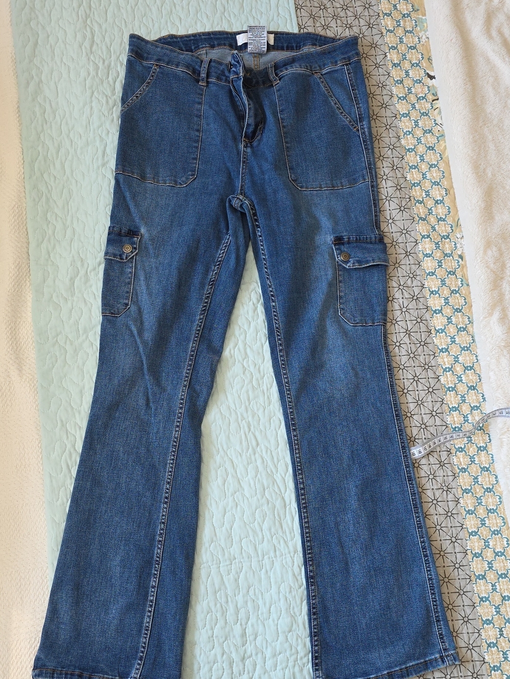 Northern Reflections Blue Denim Flare Cargo Jeans